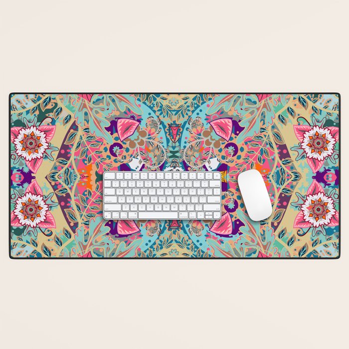 Mandala - Turquoise Boho Desk Mat Gallery Image 1