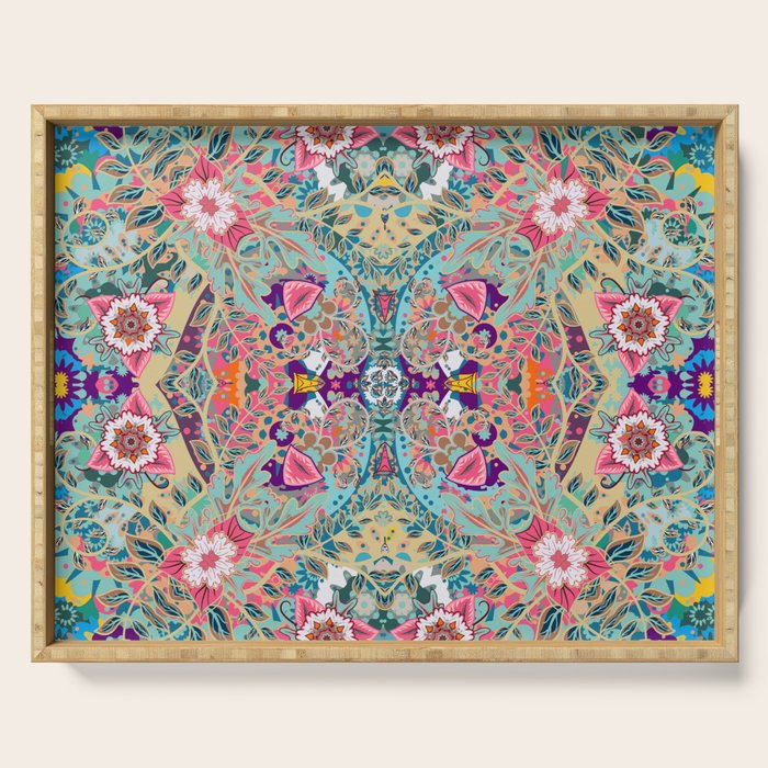 Mandala - Turquoise Boho Serving Tray Gallery Image 1