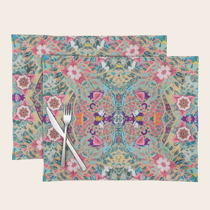 Mandala - Turquoise Boho Placemat Gallery Image 1