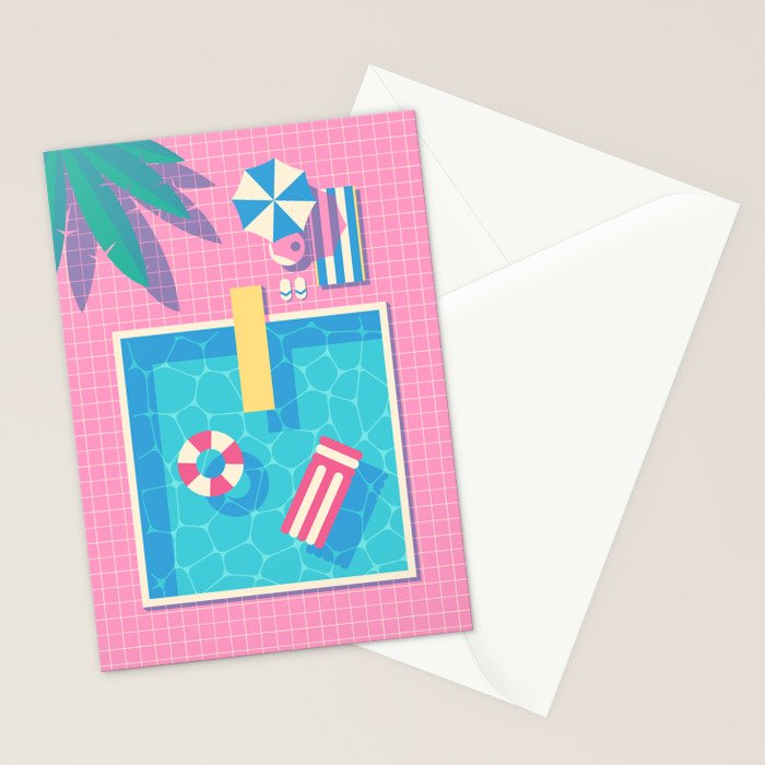 Retro 80s Swimming Pool Stationery Card Gallery Image 2