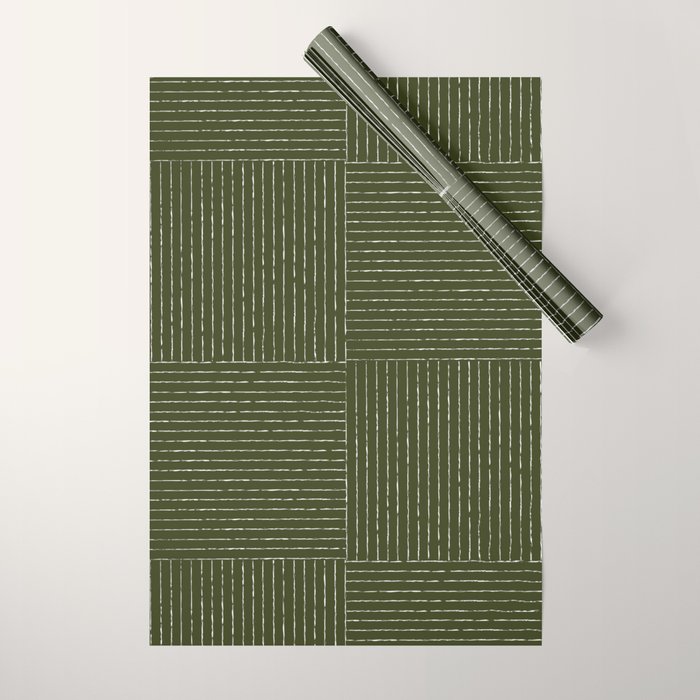 Lines III (Olive Green) Wrapping Paper Gallery Image 1