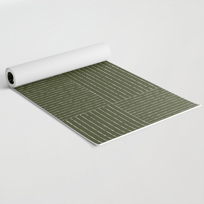 Lines III (Olive Green) Yoga Mat Gallery Image 2