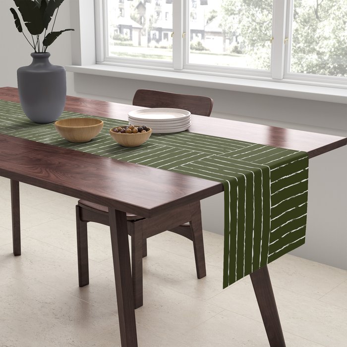 Lines III (Olive Green) Table Runner Gallery Image 2