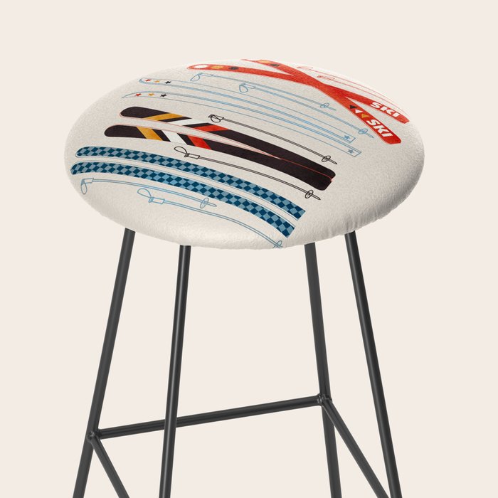 Retro Ski Illustration Stool Gallery Image 2