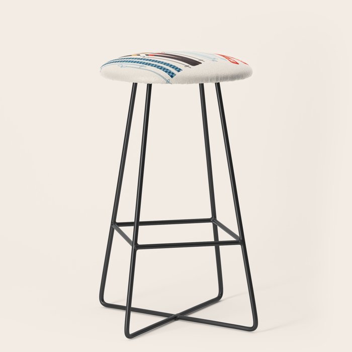 Retro Ski Illustration Stool Gallery Image 1