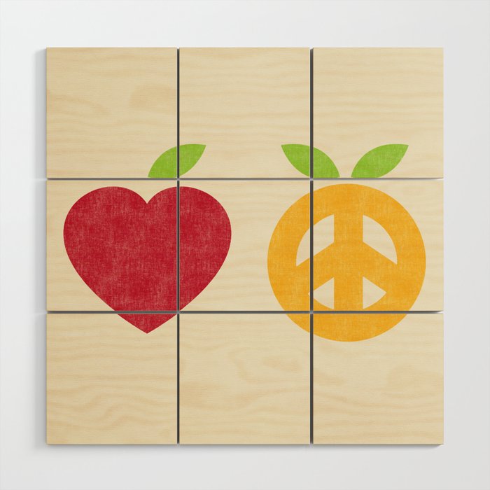 Apple and Orange - Love and Peace Wood Wall Art Gallery Image 1