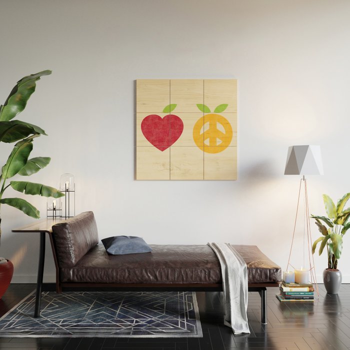 Apple and Orange - Love and Peace Wood Wall Art Gallery Image 2
