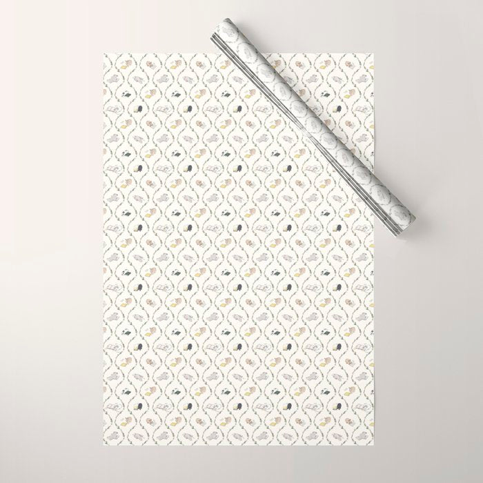 Rabbits of the bookworm owner Wrapping Paper Gallery Image 1