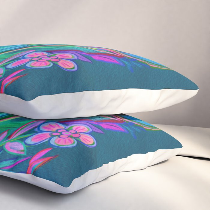 Exuberant Bouquet in Aqua, Fuchsia and Emerald Pillow Sham Gallery Image 3