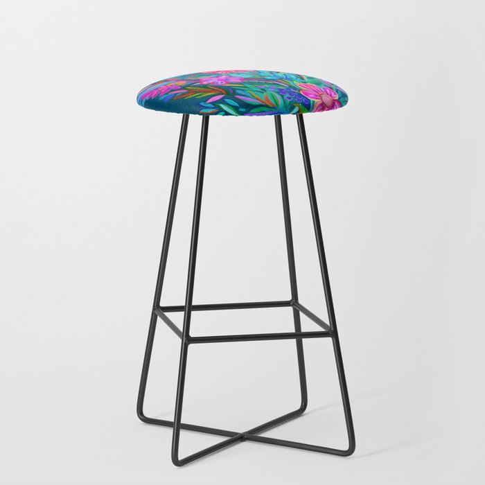 Exuberant Bouquet in Aqua, Fuchsia and Emerald Stool Gallery Image 1