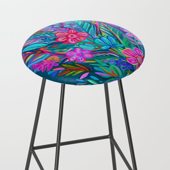 Exuberant Bouquet in Aqua, Fuchsia and Emerald Stool Gallery Image 2