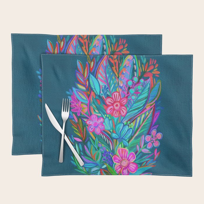 Exuberant Bouquet in Aqua, Fuchsia and Emerald Placemat Gallery Image 1