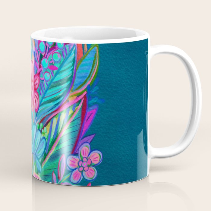 Exuberant Bouquet in Aqua, Fuchsia and Emerald Coffee Mug Gallery Image 1