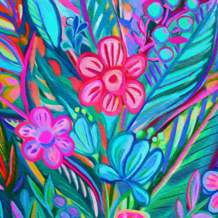 Exuberant Bouquet in Aqua, Fuchsia and Emerald Coffee Mug Gallery Image 2