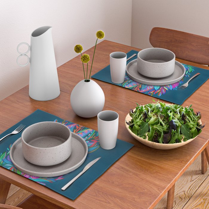 Exuberant Bouquet in Aqua, Fuchsia and Emerald Placemat Gallery Image 2