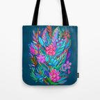 Exuberant Bouquet in Aqua, Fuchsia and Emerald Tote Bag Gallery Image 1