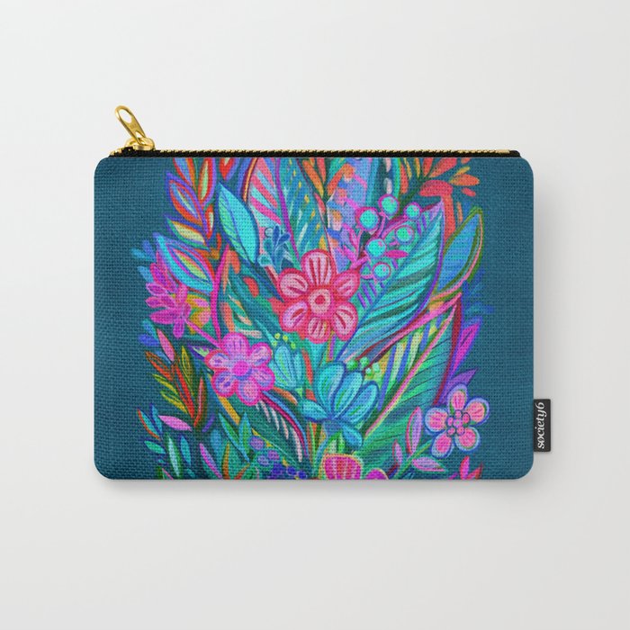 Exuberant Bouquet in Aqua, Fuchsia and Emerald Carry All Pouch Gallery Image 1