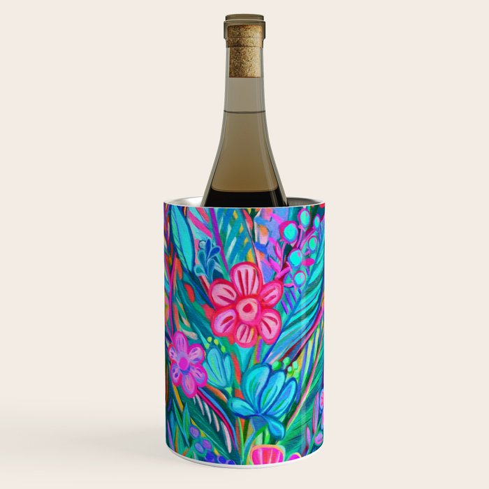 Exuberant Bouquet in Aqua, Fuchsia and Emerald Wine Chiller Gallery Image 1