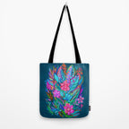 Exuberant Bouquet in Aqua, Fuchsia and Emerald Tote Bag Gallery Image 2