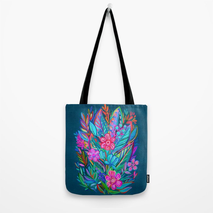 Exuberant Bouquet in Aqua, Fuchsia and Emerald Tote Bag Gallery Image 2