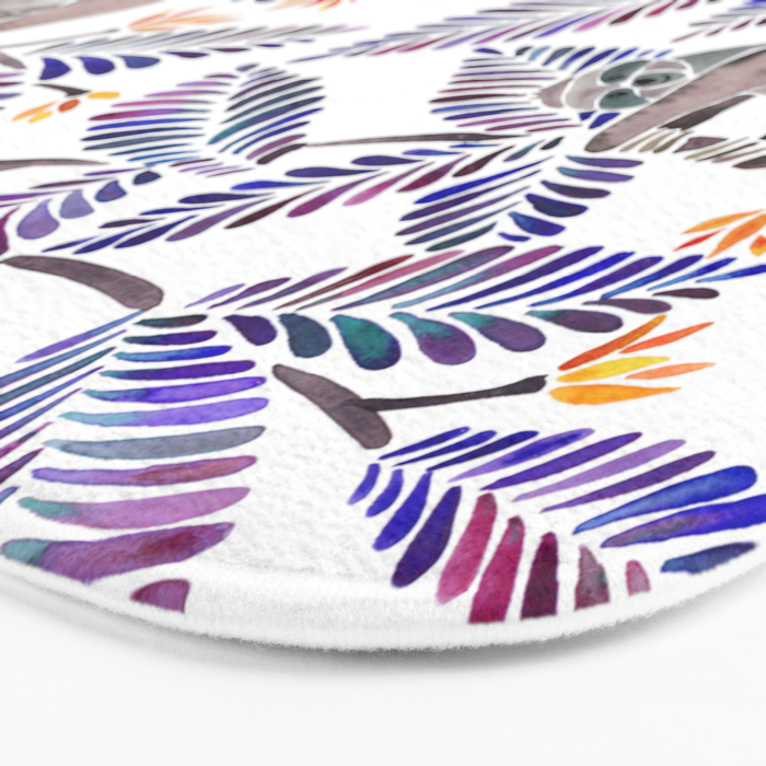 Happy Sloth - Tropical Indigo Leaves Bath Mat Gallery Image 3