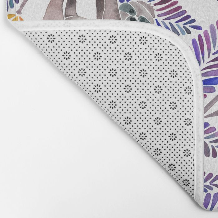Happy Sloth - Tropical Indigo Leaves Bath Mat Gallery Image 2