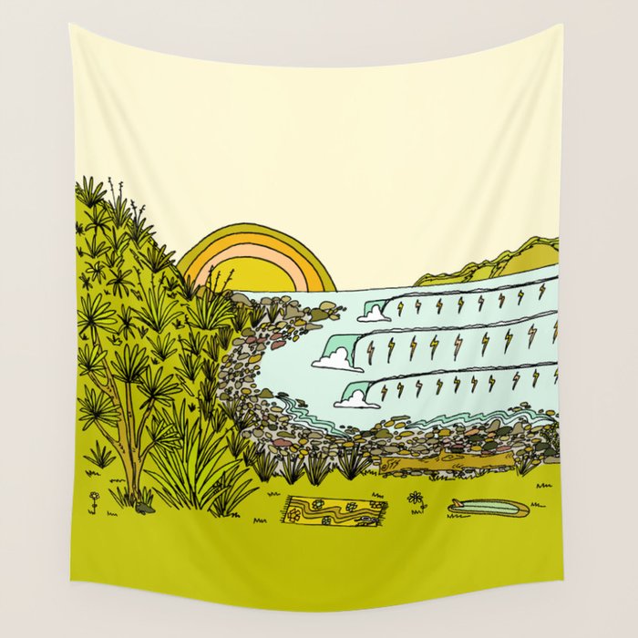 point breaks in paradise // retro surf art by surfy birdy Wall Tapestry Gallery Image 4