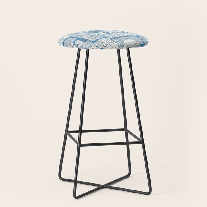 Washington DC toile blue Stool Gallery Image 1
