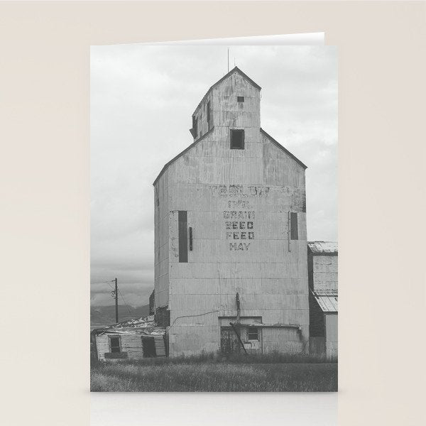 Montana Grain Elevator | Black and White Montana Photography Stationery Card Gallery Image 1
