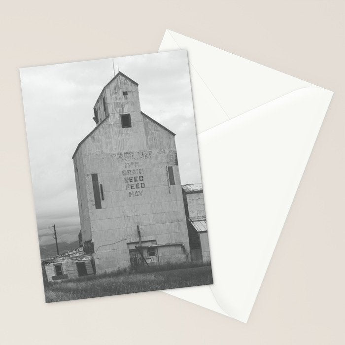 Montana Grain Elevator | Black and White Montana Photography Stationery Card Gallery Image 2