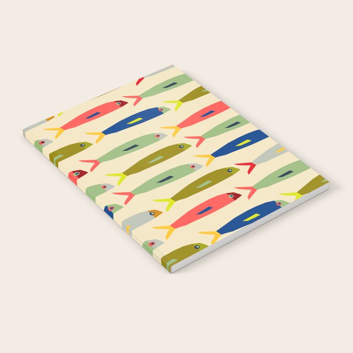 Sardines pattern in red green blue and gray Notebook Gallery Image 2