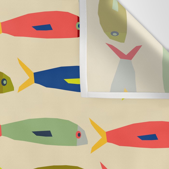 Sardines pattern in red green blue and gray Wall Tapestry Gallery Image 3