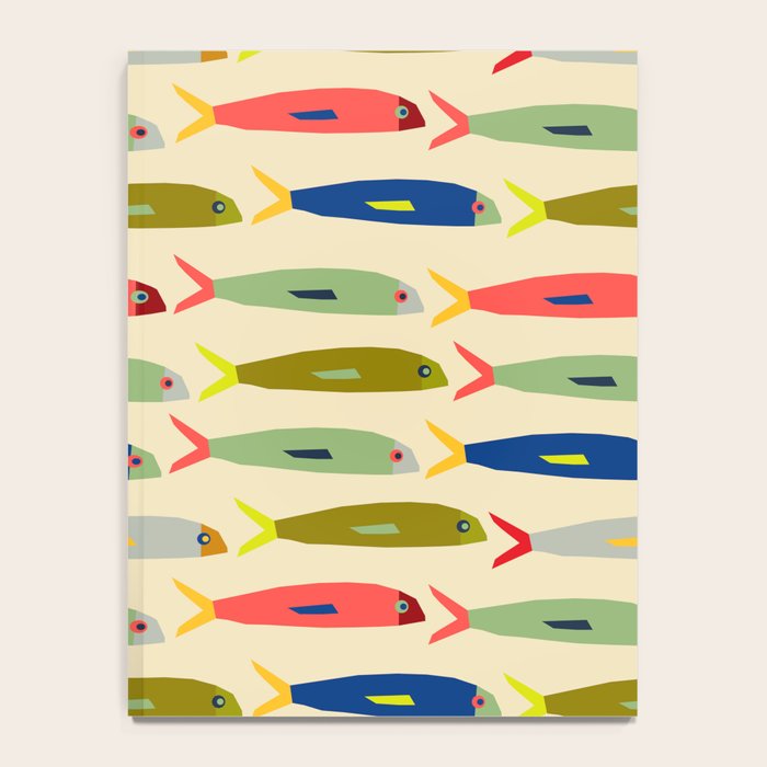Sardines pattern in red green blue and gray Notebook Gallery Image 4