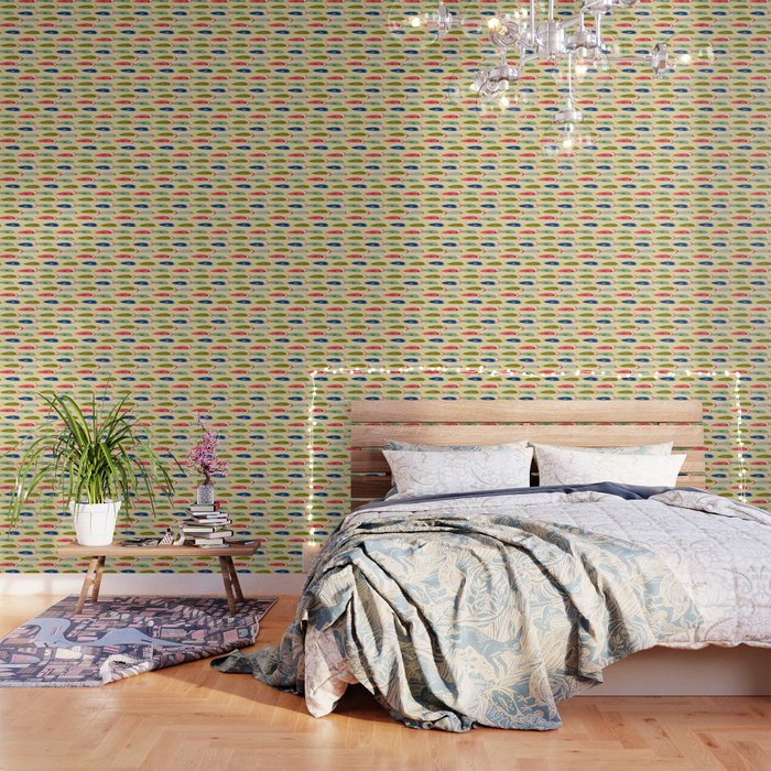Sardines pattern in red green blue and gray Wallpaper Gallery Image 3