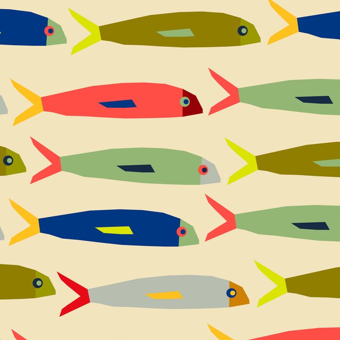 Sardines pattern in red green blue and gray Coffee Mug Gallery Image 2