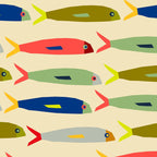 Sardines pattern in red green blue and gray Coffee Mug Gallery Image 2