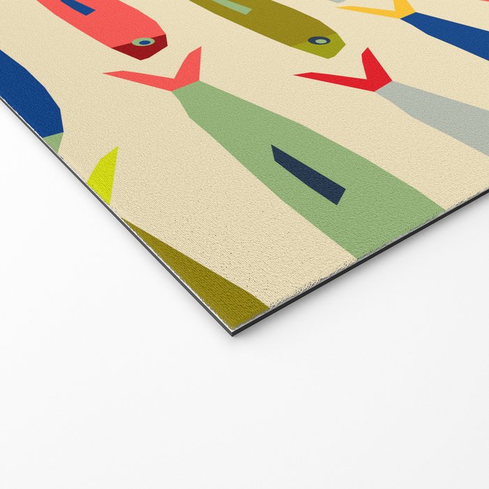 Sardines pattern in red green blue and gray Welcome Mat Gallery Image 2