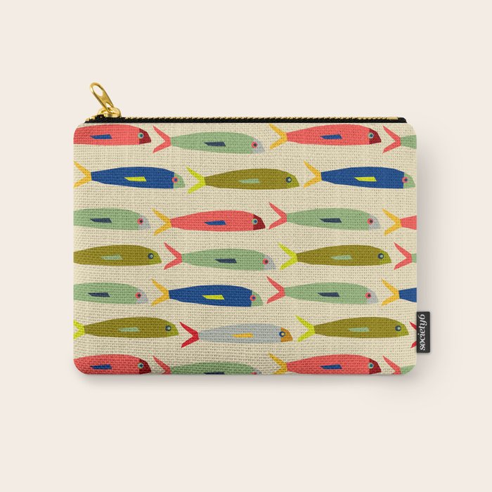 Sardines pattern in red green blue and gray Carry All Pouch Gallery Image 1