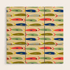 Sardines pattern in red green blue and gray Wood Wall Art Gallery Image 1