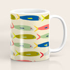 Sardines pattern in red green blue and gray Coffee Mug Gallery Image 1