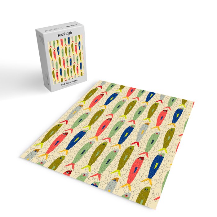 Sardines pattern in red green blue and gray Jigsaw Puzzle Gallery Image 2