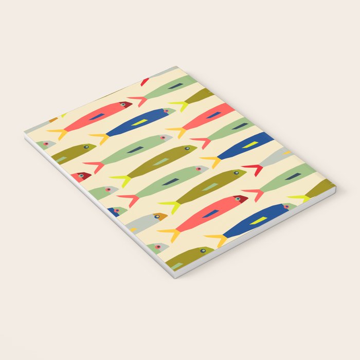 Sardines pattern in red green blue and gray Notebook Gallery Image 3