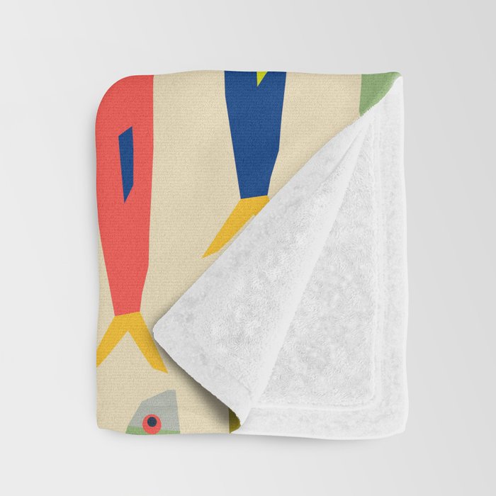 Sardines pattern in red green blue and gray Throw Blanket Gallery Image 3