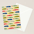 Sardines pattern in red green blue and gray Stationery Card Gallery Image 2