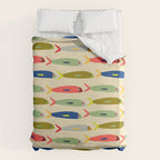 Sardines pattern in red green blue and gray Duvet Cover Gallery Image 6