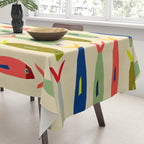 Sardines pattern in red green blue and gray Tablecloth Gallery Image 3