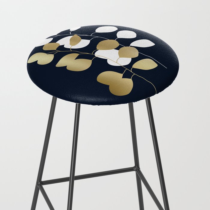 Leaf Duo, Gold and White on Navy Blue Stool Gallery Image 2