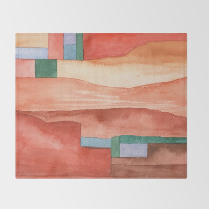 Abstract Desert Landscape Watercolor Throw Blanket Gallery Image 2