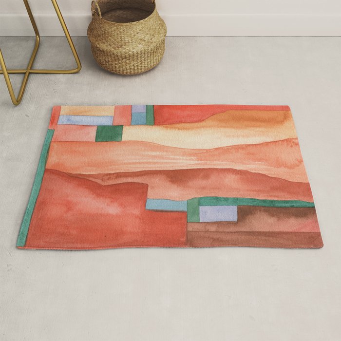Abstract Desert Landscape Watercolor Rug Gallery Image 1