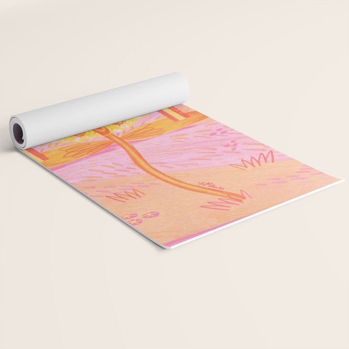 Retro Sunflower & Rainbow in Pink Yoga Mat Gallery Image 2